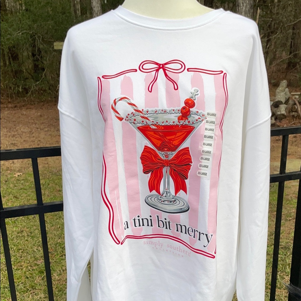 Simply Southern White Sweatshirt with Red Martini Graphic